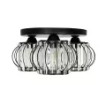 ILLUME  Vintage Φωτιστικό Οροφής Κρύσταλλα Τρίφωτο 3 x E27 IP20 Μαύρο & Χρυσό Μέταλλο με Διάφανο Γυαλί - Μ35 x Π35 x Υ40cm