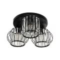 ILLUME  Vintage Φωτιστικό Οροφής Κρύσταλλα Τρίφωτο 3 x E27 IP20 Μαύρο & Χρυσό Μέταλλο με Διάφανο Γυαλί - Μ35 x Π35 x Υ40cm
