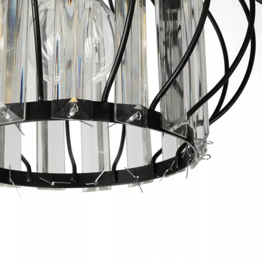 ILLUME  Vintage Φωτιστικό Οροφής Κρύσταλλα Τρίφωτο 3 x E27 IP20 Μαύρο & Χρυσό Μέταλλο με Διάφανο Γυαλί - Μ35 x Π35 x Υ40cm