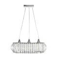 GLOBOSTAR® RAZIA  Vintage Κρεμαστό Φωτιστικό Οροφής με Ντουί 3 x E27 AC 220-240V IP20 - Ασημί & Διάφανο - Μ60 x Π30 x Υ25cm