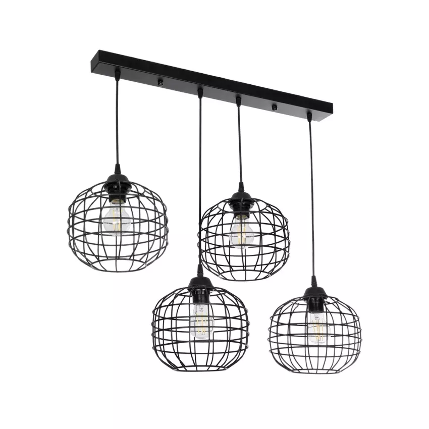 PULSAR  Vintage Κρεμαστό Φωτιστικό Ράγα Πολύφωτο 4 x E27 IP20 Μαύρο Μέταλλο - Μ70 x Π20 x Υ80cm