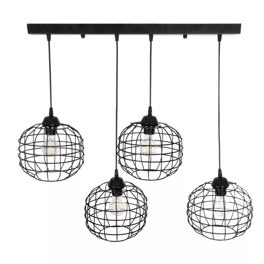 PULSAR  Vintage Κρεμαστό Φωτιστικό Ράγα Πολύφωτο 4 x E27 IP20 Μαύρο Μέταλλο - Μ70 x Π20 x Υ80cm