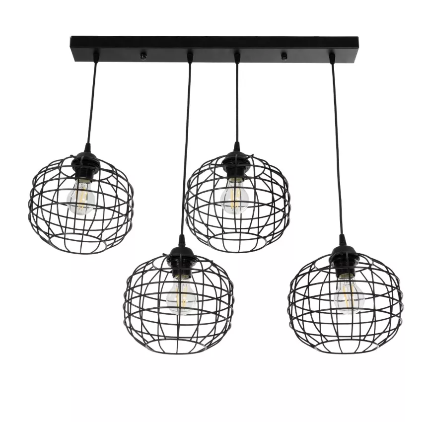 PULSAR  Vintage Κρεμαστό Φωτιστικό Ράγα Πολύφωτο 4 x E27 IP20 Μαύρο Μέταλλο - Μ70 x Π20 x Υ80cm