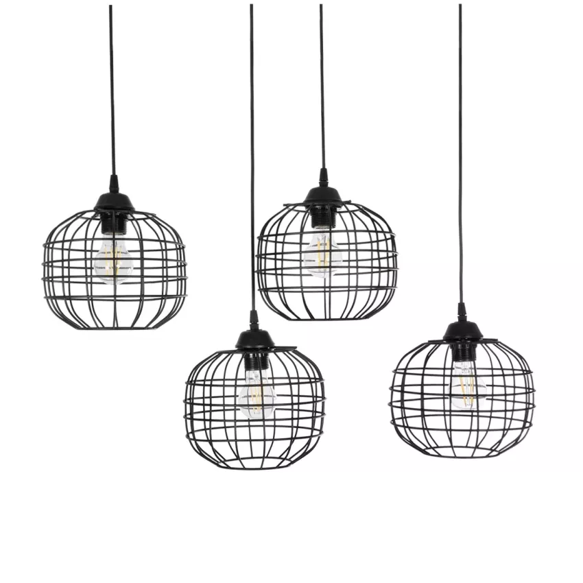 PULSAR  Vintage Κρεμαστό Φωτιστικό Ράγα Πολύφωτο 4 x E27 IP20 Μαύρο Μέταλλο - Μ70 x Π20 x Υ80cm