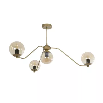 SUNRAY  Vintage Κρεμαστό Φωτιστικό Μπάλα Πολύφωτο 4 x E27 IP20 Μαύρο Μέταλλο με Μελί Γυαλί - Μ55 x Π55 x Υ48cm