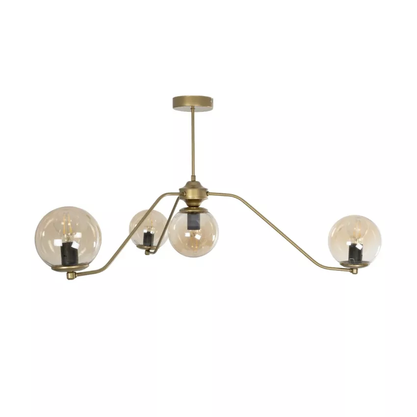 SUNRAY  Vintage Κρεμαστό Φωτιστικό Μπάλα Πολύφωτο 4 x E27 IP20 Μαύρο Μέταλλο με Μελί Γυαλί - Μ55 x Π55 x Υ48cm