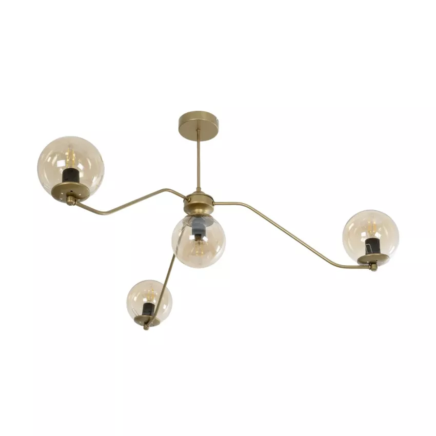 SUNRAY  Vintage Κρεμαστό Φωτιστικό Μπάλα Πολύφωτο 4 x E27 IP20 Μαύρο Μέταλλο με Μελί Γυαλί - Μ55 x Π55 x Υ48cm