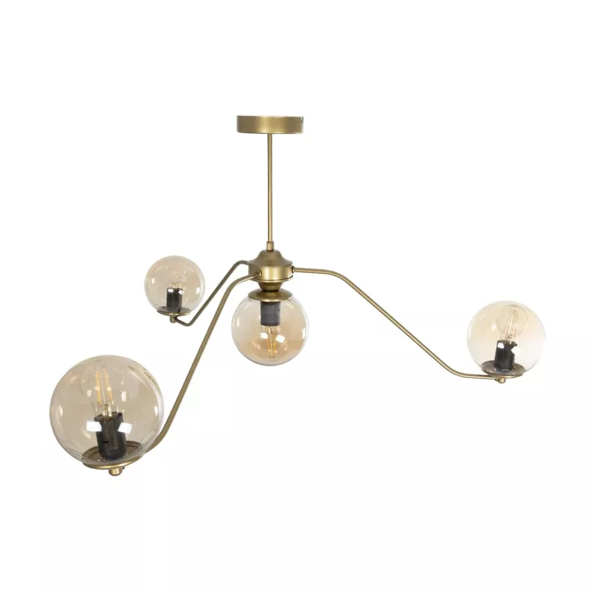 SUNRAY  Vintage Κρεμαστό Φωτιστικό Μπάλα Πολύφωτο 4 x E27 IP20 Μαύρο Μέταλλο με Μελί Γυαλί - Μ55 x Π55 x Υ48cm