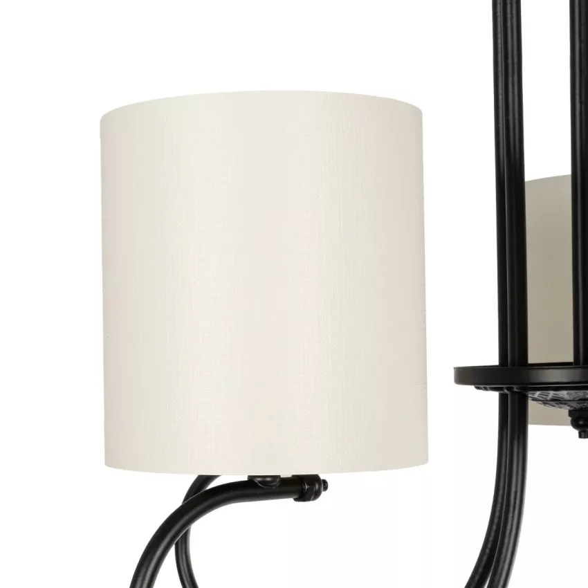 TRITON  Vintage Κρεμαστό Φωτιστικό Καπέλο Πολύφωτο 5 x E27 IP20 Μαύρο Μέταλλο με Μπέζ Ύφασμα - Μ50 x Π50 x Υ48cm
