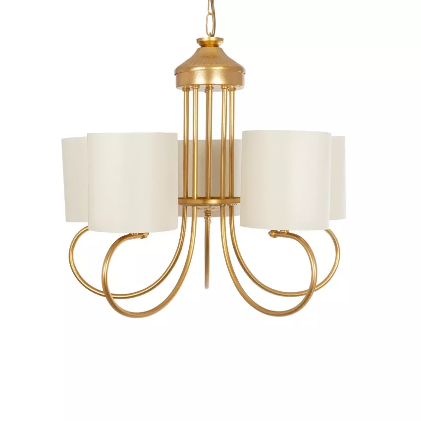 GLOBOSTAR® TRITON  Vintage Κρεμαστό Φωτιστικό Οροφής με Ντουί 5 x E27 AC 220-240V IP20 - Χρυσό & Μπεζ - Μ50 x Π50 x Υ48cm
