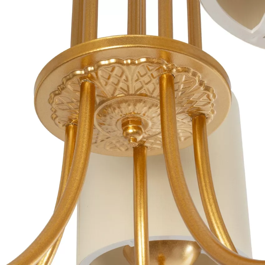 GLOBOSTAR® TRITON  Vintage Κρεμαστό Φωτιστικό Οροφής με Ντουί 5 x E27 AC 220-240V IP20 - Χρυσό & Μπεζ - Μ50 x Π50 x Υ48cm