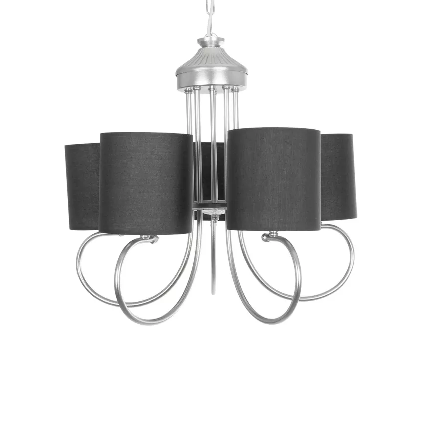 TRITON  Vintage Κρεμαστό Φωτιστικό Καπέλο Πολύφωτο 5 x E27 IP20 Ασημί Μέταλλο με Γκρί Ύφασμα - Μ50 x Π50 x Υ48cm