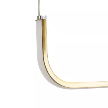 GLOBOSTAR® LINARIA  Μοντέρνο Κρεμαστό Φωτιστικό Οροφής LED 36W 4150lm 180° AC 220-240V IP20 Ρυθμιζόμενο Λευκό CCT με Χειριστήριο από 2700K έως 6000K Dimmable - Lumileds SMD Chip - Χρυσό Βούρτσας - Μ120 x Π2 x Υ10cm