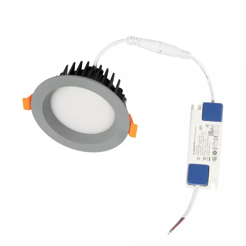 GLOBOSTAR® WATERA  Χωνευτό Downlight Σποτ Panel Μπάνιου & WC LED 12W 1500lm 120° AC 220-240V Αδιάβροχο IP54 Ρυθμιζόμενο Λευκό CCT με Διακόπτη στο Σώμα 2700K/4500K/6000K Dimmable - Lumileds SMD Chip & TÜV SÜD Driver - Γκρι Ανθρακί Ματ - Μ10.8 x Π10