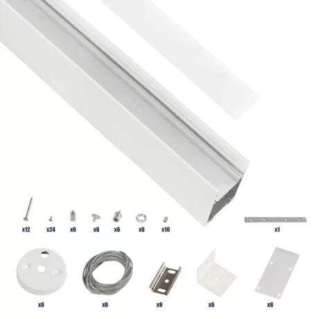 GLOBOSTAR® ALP-LINEAR LUMILINE -3M Επιφανειακό / Κρεμαστό Προφίλ Αλουμινίου με Λευκό Γαλακτερό Πατητό Κάλυμμα για Ταινίες LED IP20 - Λευκό Ματ - Μ300 x Π3.5 x Υ7cm