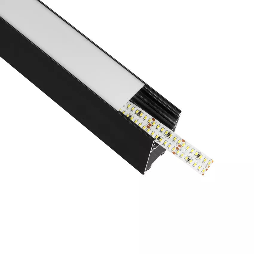 GLOBOSTAR® ALP-LINEAR LUMILINE -3M Επιφανειακό / Κρεμαστό Προφίλ Αλουμινίου με Λευκό Γαλακτερό Πατητό Κάλυμμα για Ταινίες LED IP20 - Μαύρο Ματ - Μ300 x Π3.5 x Υ7cm