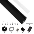 GLOBOSTAR® ALP-LINEAR LUMILINE -3M Επιφανειακό / Κρεμαστό Προφίλ Αλουμινίου με Λευκό Γαλακτερό Πατητό Κάλυμμα για Ταινίες LED IP20 - Μαύρο Ματ - Μ300 x Π3.5 x Υ7cm