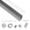 GLOBOSTAR® ALP-LINEAR LUMILINE -3M Επιφανειακό / Κρεμαστό Προφίλ Αλουμινίου με Λευκό Γαλακτερό Πατητό Κάλυμμα για Ταινίες LED IP20 - Γκρι Ανθρακί Ματ - Μ300 x Π3.5 x Υ7cm