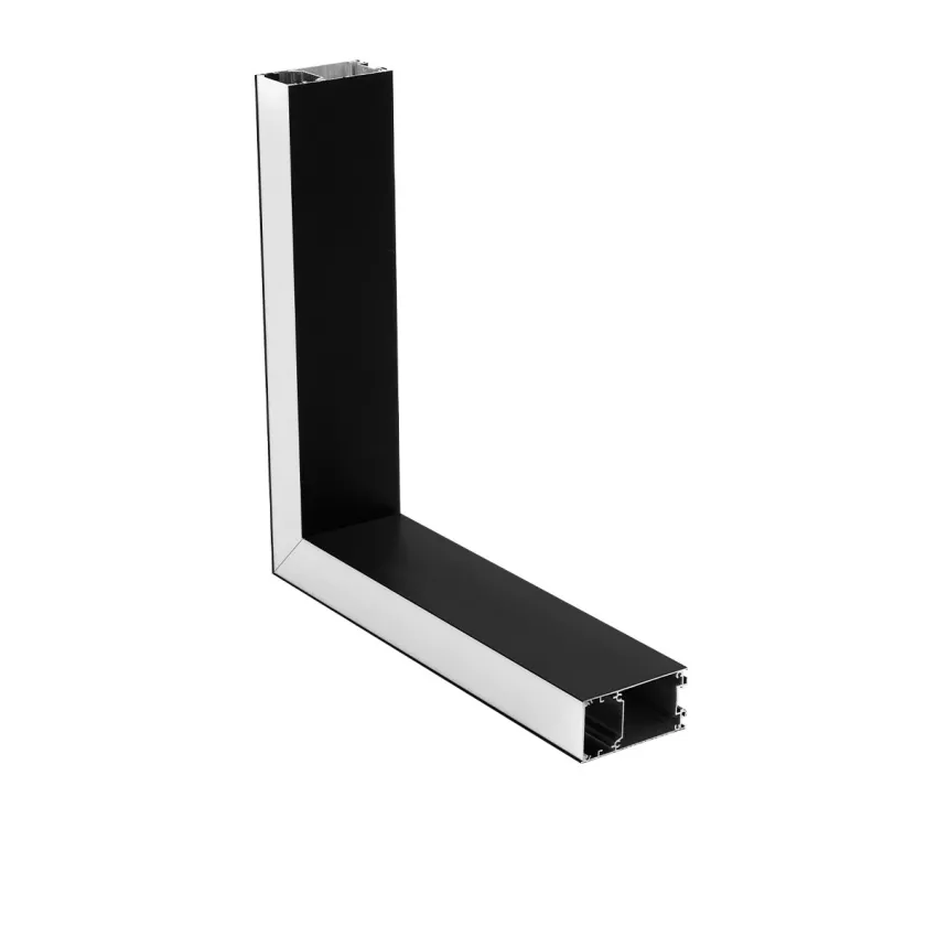 GLOBOSTAR® ALP-CORNER-SIDE90 LUMILINE  Επιφανειακό / Κρεμαστό Προφίλ Αλουμινίου Γωνία με Λευκό Γαλακτερό Πατητό Κάλυμμα για Ταινίες LED IP20 - Μαύρο Ματ - Μ30 x Π3.5 x Υ7cm