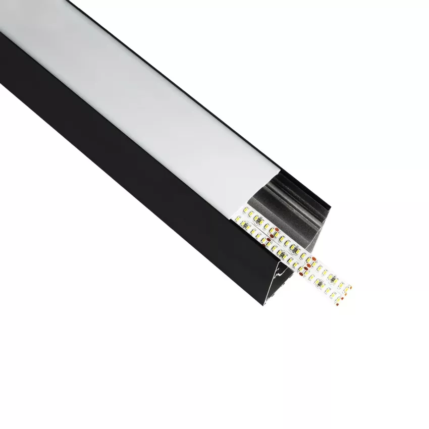 GLOBOSTAR® ALP-LINEAR BRIGHTRAIL -3M Επιφανειακό / Κρεμαστό Προφίλ Αλουμινίου με Λευκό Γαλακτερό Πατητό Κάλυμμα για Ταινίες LED IP20 - Μαύρο Ματ - Μ300 x Π5 x Υ7.5cm