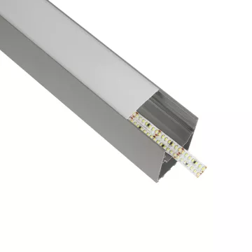 GLOBOSTAR® ALP-LINEAR BRIGHTRAIL -3M Επιφανειακό / Κρεμαστό Προφίλ Αλουμινίου με Λευκό Γαλακτερό Πατητό Κάλυμμα για Ταινίες LED IP20 - Γκρι Ανθρακί Ματ - Μ300 x Π5 x Υ7.5cm