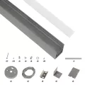 GLOBOSTAR® ALP-LINEAR BRIGHTRAIL -3M Επιφανειακό / Κρεμαστό Προφίλ Αλουμινίου με Λευκό Γαλακτερό Πατητό Κάλυμμα για Ταινίες LED IP20 - Γκρι Ανθρακί Ματ - Μ300 x Π5 x Υ7.5cm