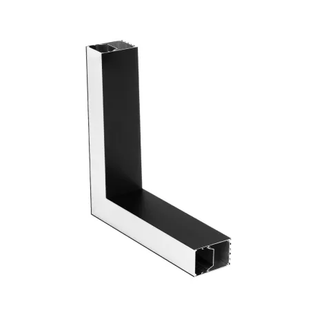 GLOBOSTAR® ALP-CORNER-SIDE90 BRIGHTRAIL  Επιφανειακό / Κρεμαστό Προφίλ Αλουμινίου Γωνία με Λευκό Γαλακτερό Πατητό Κάλυμμα για Ταινίες LED IP20 - Μαύρο Ματ - Μ30 x Π5 x Υ7.5cm