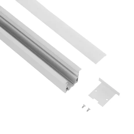 GLOBOSTAR® ALP-LINEAR RECESSA -3M Χωνευτό Προφίλ Αλουμινίου με Λευκό Γαλακτερό Πατητό Κάλυμμα για Ταινίες LED IP20 - Λεικό Ματ - Μ300 x Π3.5 x Υ4cm