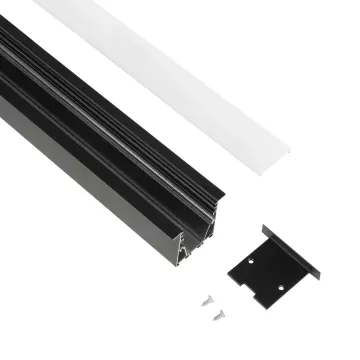 GLOBOSTAR® ALP-LINEAR RECESSA -3M Χωνευτό Προφίλ Αλουμινίου με Λευκό Γαλακτερό Πατητό Κάλυμμα για Ταινίες LED IP20 - Μαύρο Ματ - Μ300 x Π3.5 x Υ4cm