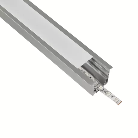 GLOBOSTAR® ALP-LINEAR RECESSA -3M Χωνευτό Προφίλ Αλουμινίου με Λευκό Γαλακτερό Πατητό Κάλυμμα για Ταινίες LED IP20 - Γκρι Ανθρακί Ματ - Μ300 x Π3.5 x Υ4cm