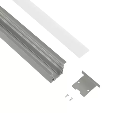 GLOBOSTAR® ALP-LINEAR RECESSA -3M Χωνευτό Προφίλ Αλουμινίου με Λευκό Γαλακτερό Πατητό Κάλυμμα για Ταινίες LED IP20 - Γκρι Ανθρακί Ματ - Μ300 x Π3.5 x Υ4cm