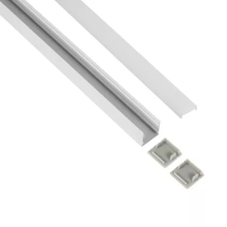 GLOBOSTAR® ALP-LINEAR GLOWTRACK -3M Επιφανειακό Προφίλ Αλουμινίου με Λευκό Γαλακτερό Πατητό Κάλυμμα για Ταινίες LED IP20 - Λευκό Ματ - Μ30 x Π2 x Υ2cm - Πακέτο 5 Τεμαχίων