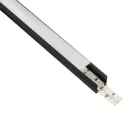 GLOBOSTAR® ALP-LINEAR GLOWTRACK -3M Επιφανειακό Προφίλ Αλουμινίου με Λευκό Γαλακτερό Πατητό Κάλυμμα για Ταινίες LED IP20 - Μαύρο Ματ - Μ30 x Π2 x Υ2cm - Πακέτο 5 Τεμαχίων