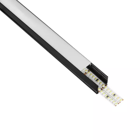 GLOBOSTAR® ALP-LINEAR GLOWTRACK -3M Επιφανειακό Προφίλ Αλουμινίου με Λευκό Γαλακτερό Πατητό Κάλυμμα για Ταινίες LED IP20 - Μαύρο Ματ - Μ30 x Π2 x Υ2cm - Πακέτο 5 Τεμαχίων
