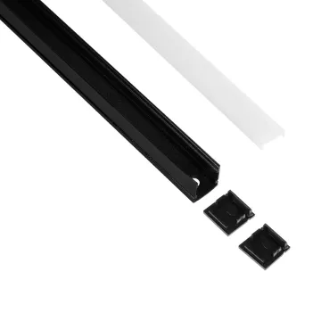 GLOBOSTAR® ALP-LINEAR GLOWTRACK -3M Επιφανειακό Προφίλ Αλουμινίου με Λευκό Γαλακτερό Πατητό Κάλυμμα για Ταινίες LED IP20 - Μαύρο Ματ - Μ30 x Π2 x Υ2cm - Πακέτο 5 Τεμαχίων