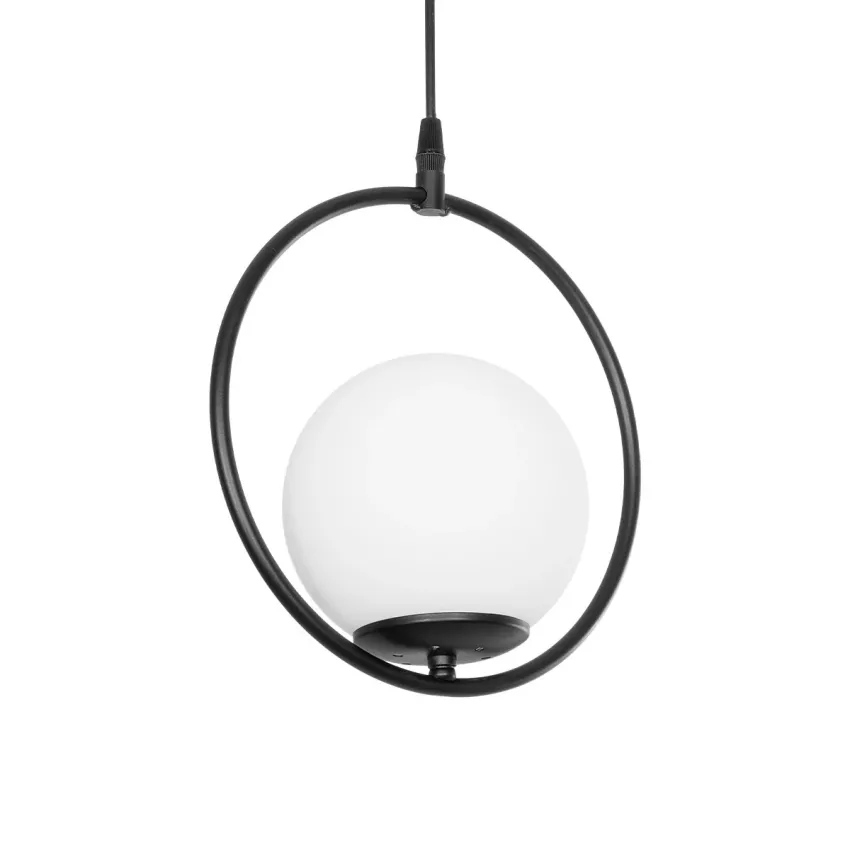 GLOBOSTAR® CIRCLE  Vintage Κρεμαστό Φωτιστικό Οροφής με Ντουί 1 x E27 AC 220-240V IP20 - Μαύρο & Λευκό - Μ26 x Π26 x Υ29cm