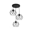 GLOBOSTAR® DAZLA  Vintage Κρεμαστό Φωτιστικό Οροφής με Ντουί 3 x E27 AC 220-240V IP20 - Μαύρο - Μ47 x Π47 x Υ60cm