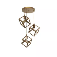 GLOBOSTAR® DISE  Μοντέρνο Κρεμαστό Φωτιστικό Οροφής με Ντουί 3 x E27 AC 220-240V IP20 - Χρυσό - Μ48 x Π48 x Υ65cm