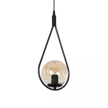GLOBOSTAR® DROP  Vintage Κρεμαστό Φωτιστικό Οροφής με Ντουί 1 x E27 AC 220-240V IP20 - Μαύρο & Μελί - Μ20 x Π15 x Υ47cm