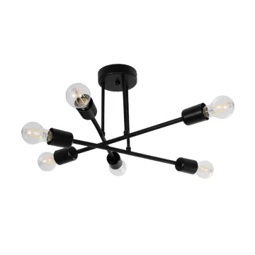 GLOBOSTAR® LAMIRA  Μοντέρνο Φωτιστικό Οροφής με Ντουί 6 x E27 AC 220-240V IP20 - Μαύρο - Μ51 x Π51 x Υ7cm