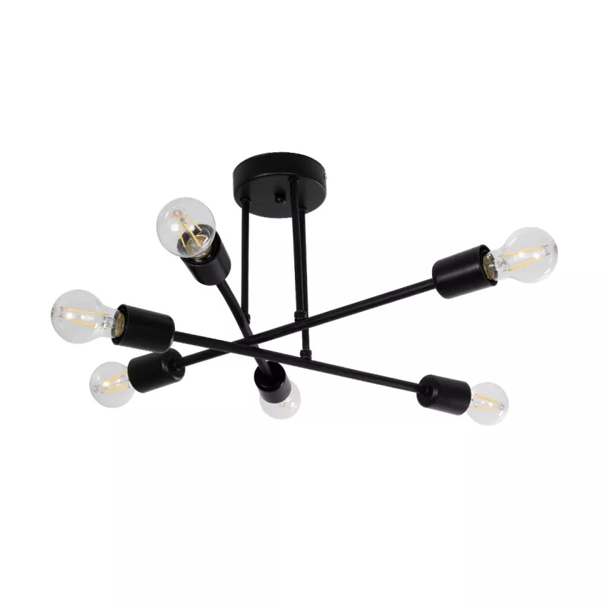 GLOBOSTAR® LAMIRA  Μοντέρνο Φωτιστικό Οροφής με Ντουί 6 x E27 AC 220-240V IP20 - Μαύρο - Μ51 x Π51 x Υ7cm