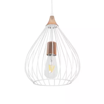 GLOBOSTAR® RADIARO  Vintage Κρεμαστό Φωτιστικό Οροφής με Ντουί 1 x E27 AC 220-240V IP20 - Λευκό & Χάλκινο - Μ26 x Π26 x Υ35cm