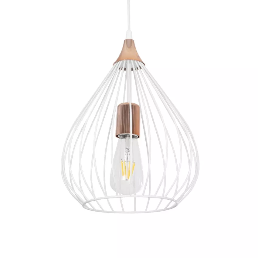 GLOBOSTAR® RADIARO  Vintage Κρεμαστό Φωτιστικό Οροφής με Ντουί 1 x E27 AC 220-240V IP20 - Λευκό & Χάλκινο - Μ26 x Π26 x Υ35cm