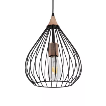 GLOBOSTAR® RADIARO  Vintage Κρεμαστό Φωτιστικό Οροφής με Ντουί 1 x E27 AC 220-240V IP20 - Μαύρο & Χάλκινο - Μ26 x Π26 x Υ35cm