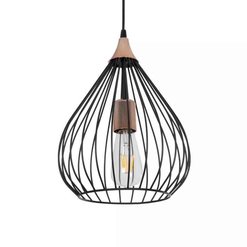 GLOBOSTAR® RADIARO  Vintage Κρεμαστό Φωτιστικό Οροφής με Ντουί 1 x E27 AC 220-240V IP20 - Μαύρο & Χάλκινο - Μ26 x Π26 x Υ35cm