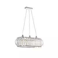 GLOBOSTAR® RAZIA  Vintage Κρεμαστό Φωτιστικό Οροφής με Ντουί 3 x E27 AC 220-240V IP20 - Ασημί & Διάφανο - Μ60 x Π30 x Υ25cm