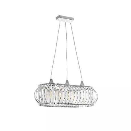 GLOBOSTAR® RAZIA  Vintage Κρεμαστό Φωτιστικό Οροφής με Ντουί 3 x E27 AC 220-240V IP20 - Ασημί & Διάφανο - Μ60 x Π30 x Υ25cm