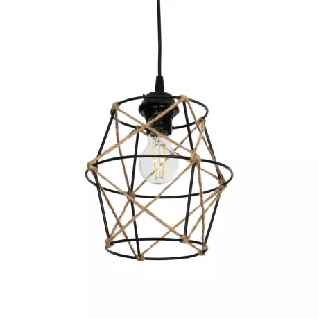 GLOBOSTAR® SOLON  Vintage Κρεμαστό Φωτιστικό Οροφής με Ντουί 1 x E27 AC 220-240V IP20 - Μαύρο & Μπεζ - Μ22 x Π22 x Υ27cm