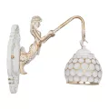 MERMAID  Vintage Επιτοίχιο Φωτιστικό Απλίκα Μονόφωτο 1 x E27 IP20 Λευκό Γυαλί με Λευκό & Χρυσό Μέταλλο - Μ12.5 x Π28 x Υ27cm
