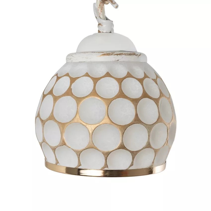 MERMAID  Vintage Επιτοίχιο Φωτιστικό Απλίκα Μονόφωτο 1 x E27 IP20 Λευκό Γυαλί με Λευκό & Χρυσό Μέταλλο - Μ12.5 x Π28 x Υ27cm